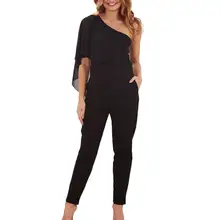Ruffle Womens Jumpsuit Fashion Backless Slim Off Shoulder Pockets Short Sleeve Solid Rompers Monos de Fiesta 2020 New Hot Sale E
