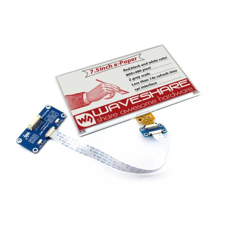 Электронная сигарета Waveshare 7 5 дюйма с дисплеем E Ink (B) для Raspberry Pi 800 × 480