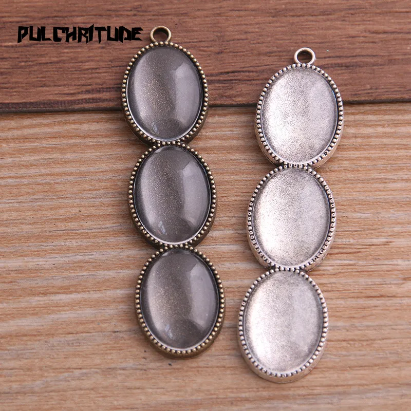 

PULCHRITUDE 6pcs New product 13*18mm*3 Inner Size Two Color Metal Alloy Simple Oval Cabochon Pendant Setting Jewelry Findings