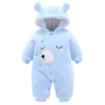

Newborn Infant Baby Boys Girls Long Sleeve Cartoon Fleece Hooded Romper Jumpsuit Kids Winter Warm Clothes With good quality