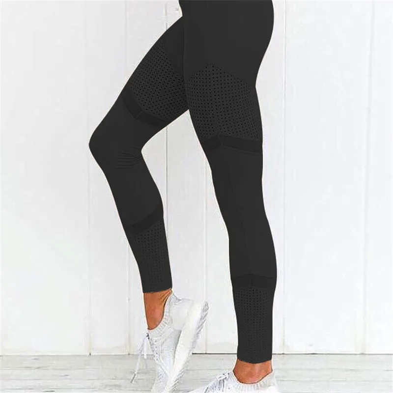 

High Waist Leggings Women Workout Leggings Joga Pants Mesh Leather Leggins Push Up Spodnie Damskie Pantalon