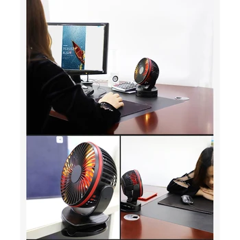 

5V Low Noise Mini Clip on Fan Adjustable Desk Fan w/ LED Light Dense Cover