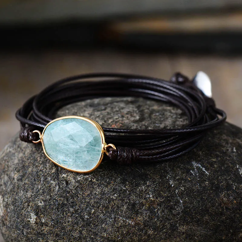Высококачественный Браслет с натуральными камнями Amazonite Boho длинный браслет