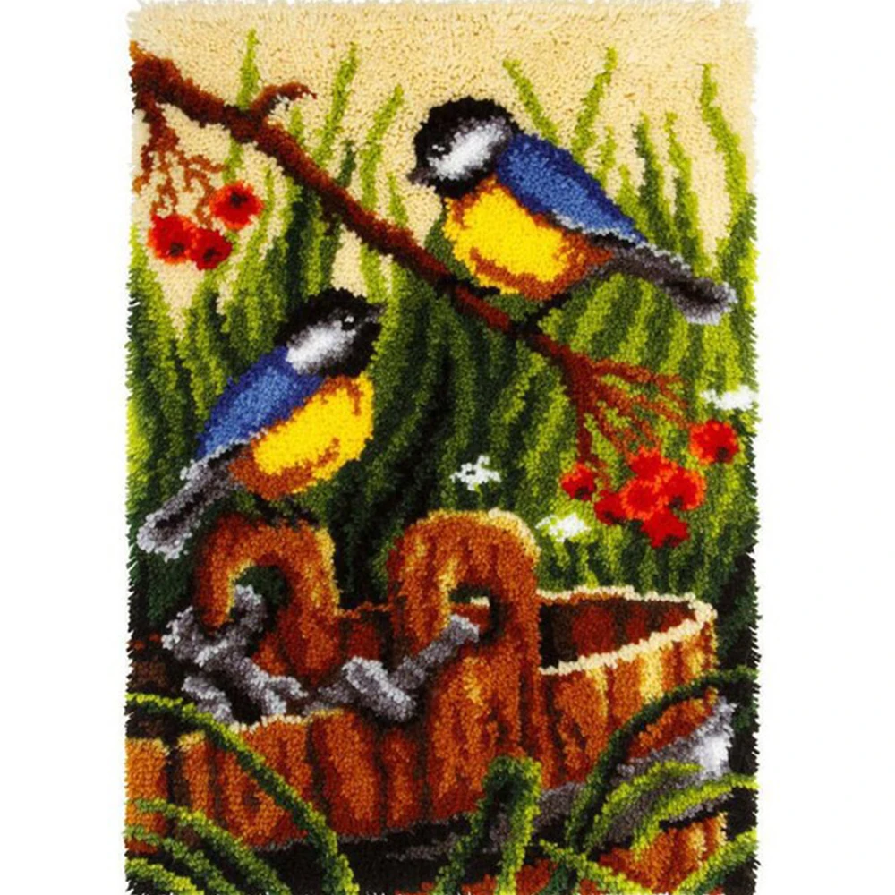 Latch hook carpet Crafts for adults Cross stitch embroidery on printed canvas Rug making kits