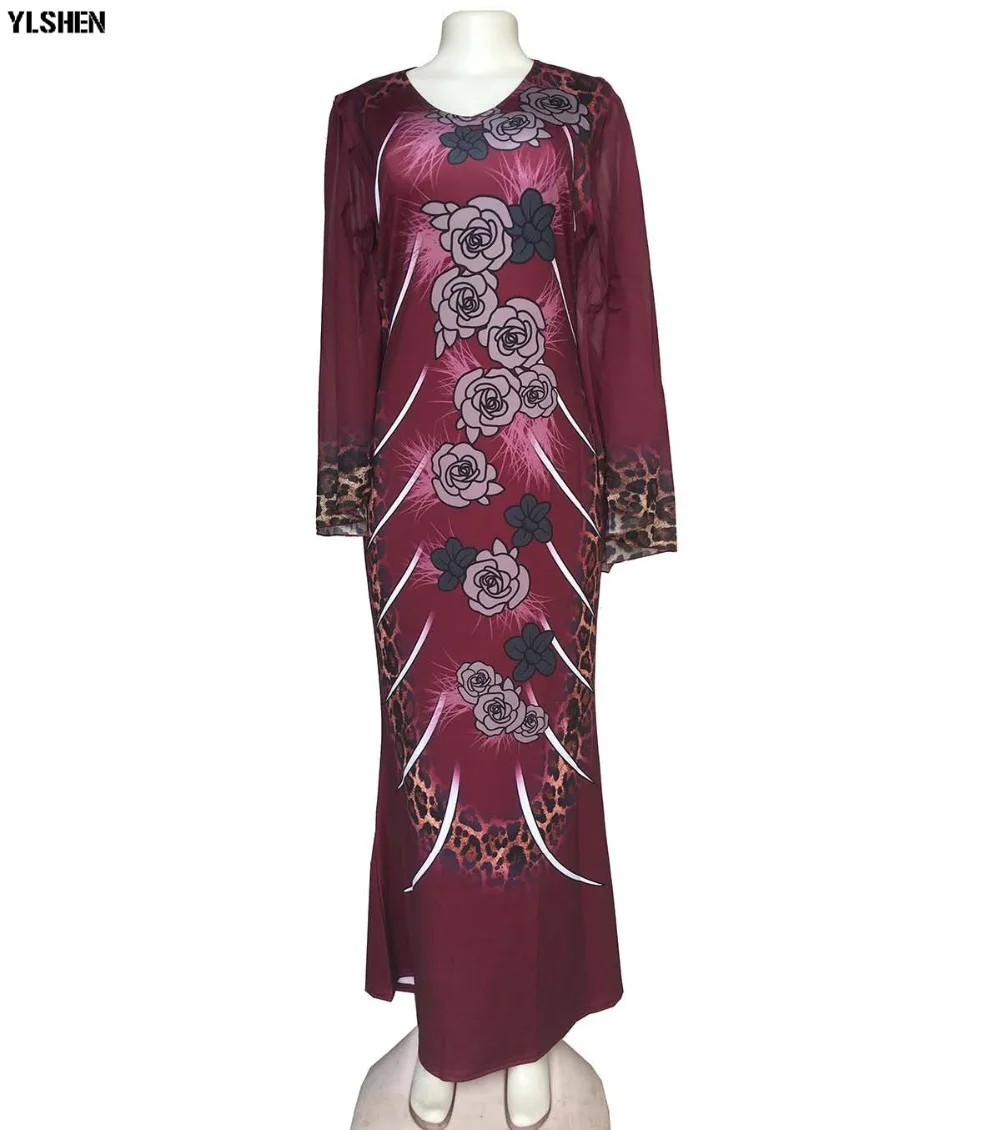 New African Dresses for Women Dashiki Print African Clothes Bazin Riche Sexy Slim Ruffle Sleeve V-neck Evening Long Africa Dress 12