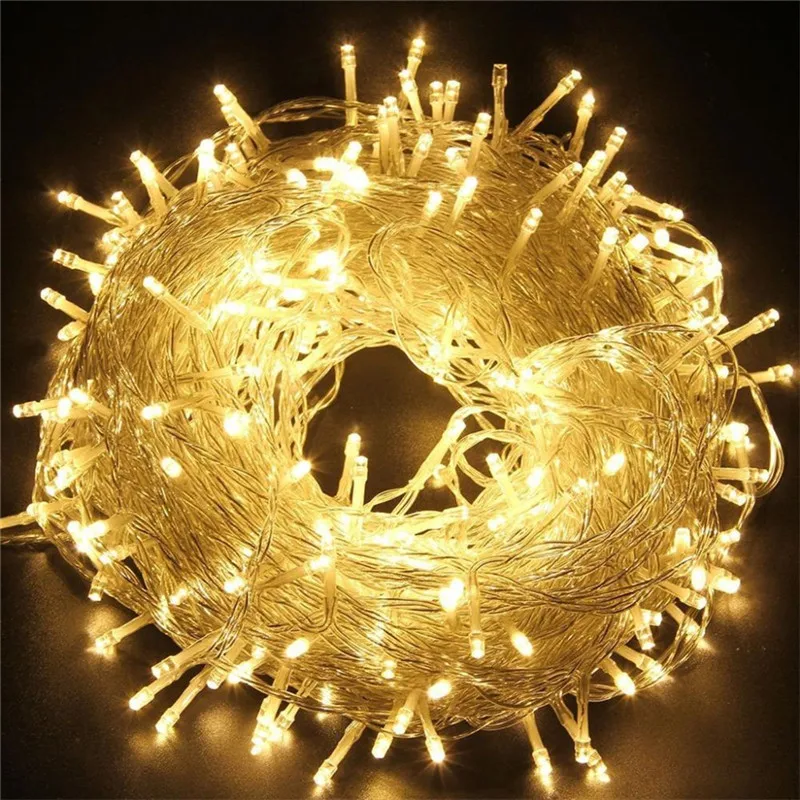Luz conduzida da fada da corda 10m/20m/30m/50m/100m 220v 8 modos para a iluminação do feriado da festa de casamento da rua da guirlanda do natal da decoração