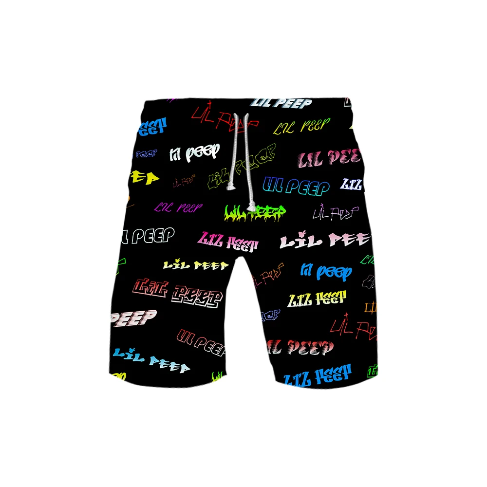 Black Lil Peep shorts name Graffiti black white men women hiphop streetwear Colorful harajuku - Цвет: Black