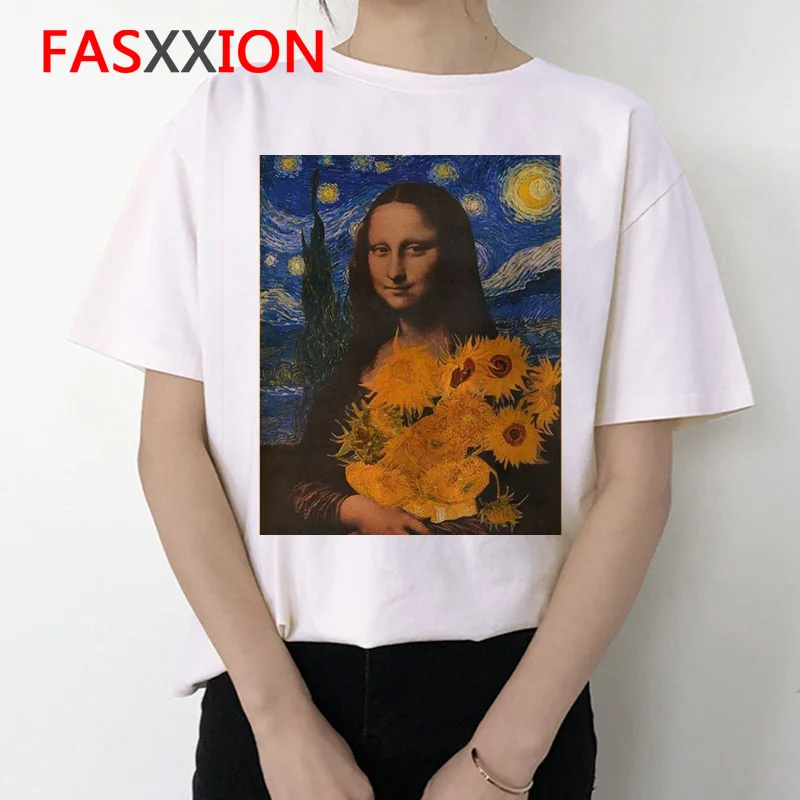 Mona Lisa, женская футболка, ulzzang art, смешная, Корейская, 90 s, футболка, летняя, эстетическая, Ullzang, винтажная, женская футболка, одежда, топ, футболка - Цвет: 2904