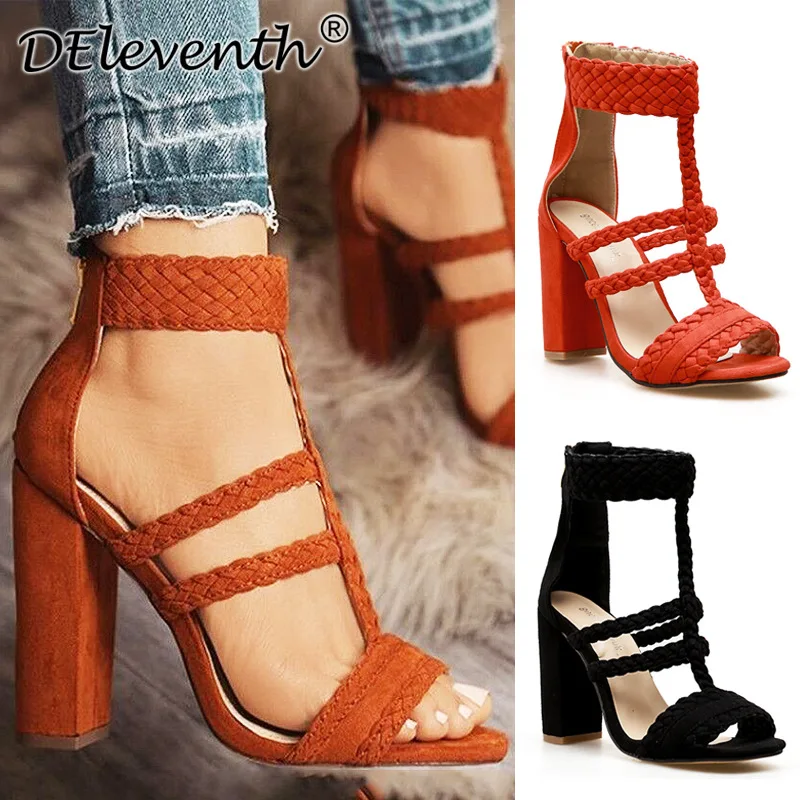 

Square Heel Sandals Shoes Lady