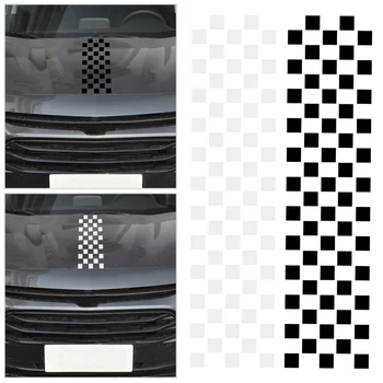

DWCX 126x24.5 cm Racing Black White Chequered Flag Styling Vinyl Hood Decal Sticker Film Decoration