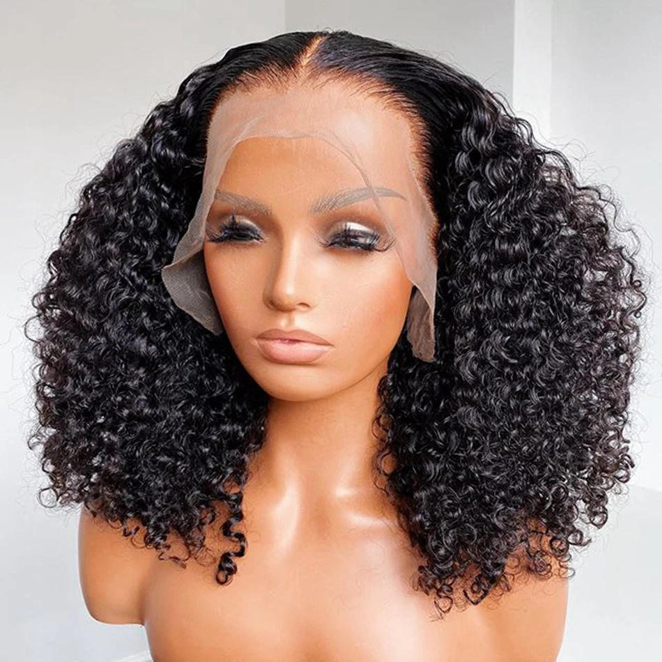 Preplucked Natural Hairline Kinky Curly Human Hair 13x6 Lace Front Wigs For Black Women 