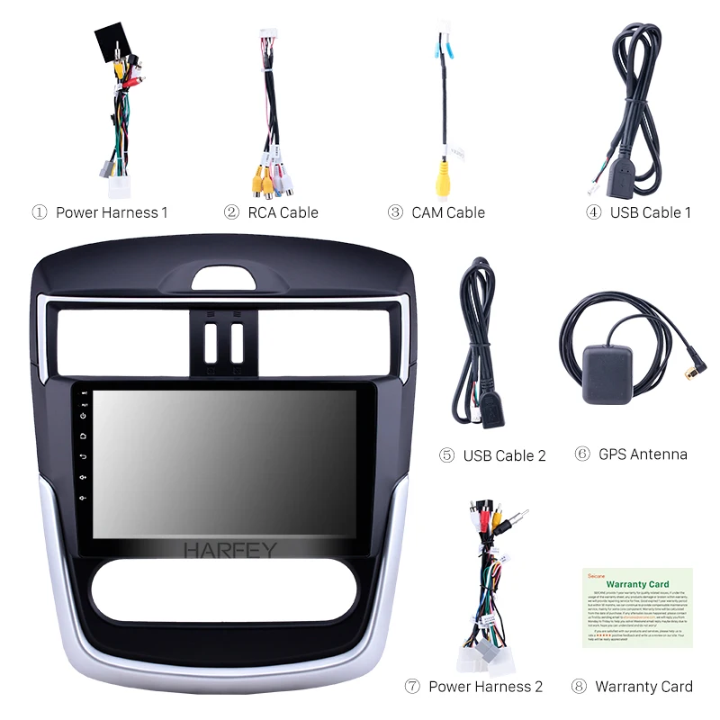 Top Harfey Android8.1 Stereo Navi 9" Car Radio for Nissan Tiida 2016 2017 2018 Bluetooth WIFI HD GPS support Carplay DVR Rear camera 4