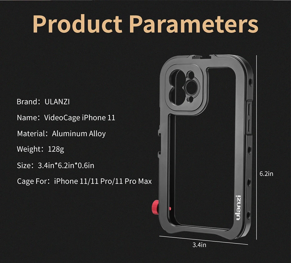 Чехол для телефона Ulanzi с зажимом для телефона с башмаком для iPhone 11/11 Pro/11 Pro Max для 17 мм анаморфных объективов