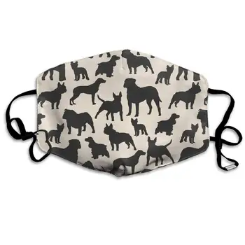

Dogs Silhouette Washable Reusable Mask, Cotton Anti Dust Half Face Mouth Mask For Kids Teens Men Women With Adjustable Ear