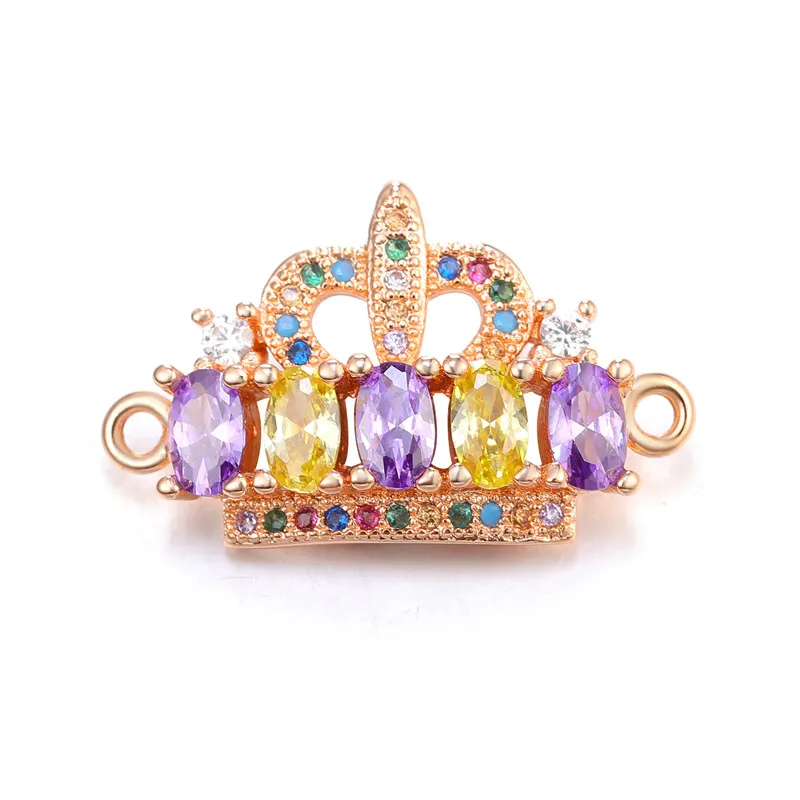 Rose Gold Juya DIY роскошные фианиты ювелирные изделия фурнитура ручной работы Сердце Луна Корона Бабочка Шарм звенья для браслета серьги изготовление - Цвет: Rose Gold