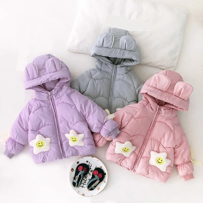 Зимняя одежда для маленьких девочек с милым капюшоном и хлопковой подкладкой; парки; детская утепленная верхняя одежда; пальто; casaco