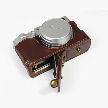 

Real Genuine Leather camera half case bag For Fuji Fujifilm X100V half Body cover shell With Bottom Battery Opening