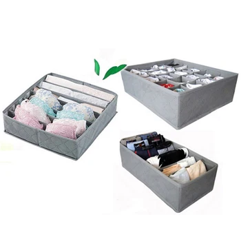 

Grey Cloth Grid Drawer For Socks Underwear Divider Separator White Drawer Wardrobe Organizer 3Pcs/Set