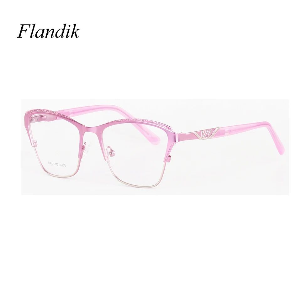 

Women Half Rim Metal Retro Optical Eyewear Prescription Myopia Reading Glasses Lens Anti Blue Light Pink Black Red Brown Goggles