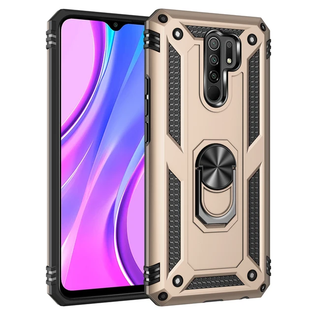 For Xiaomi Redmi 8 8A Note 8 Pro 8T Shockproof Armor Magnetic Metal Ring Stand Bumper  Phone Case Back Cover For  Redmi 9 9A 9C Gold