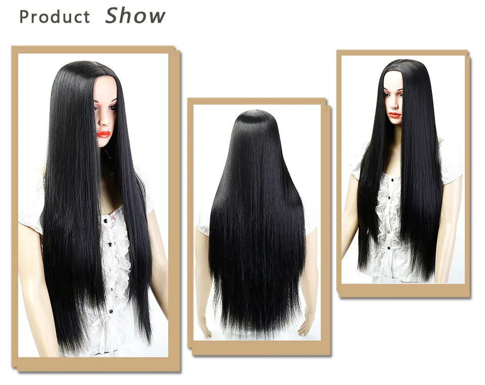 DIFEI 26 дюймов синтетический парик длинные прямые волосы, в черном, коричневом и сером цветах имеются со средним часть парик для косплея и в качестве повседневной одежды парики для женщин