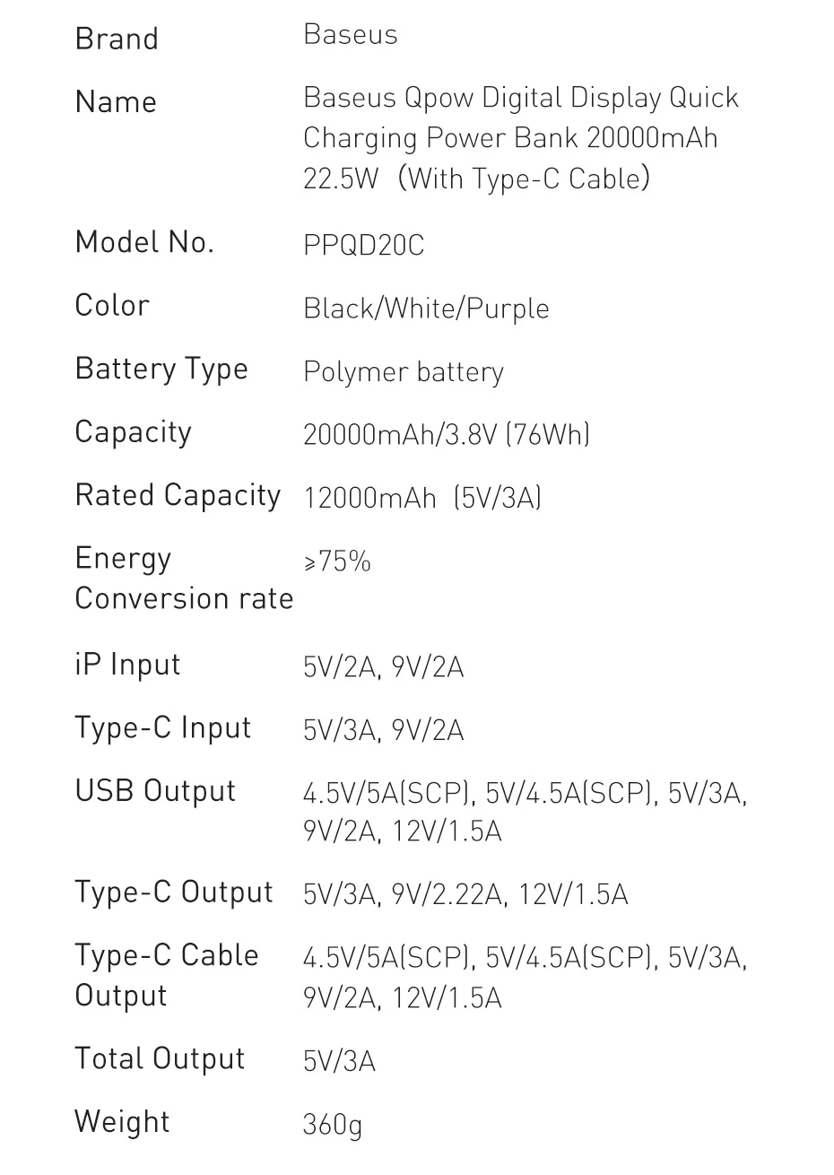 bank power Baseus 20000mah Power Bank 22.5W Charger Digital Display Battery Powerbank Portable Charger For iphone 12 13 Samsung 65w power bank
