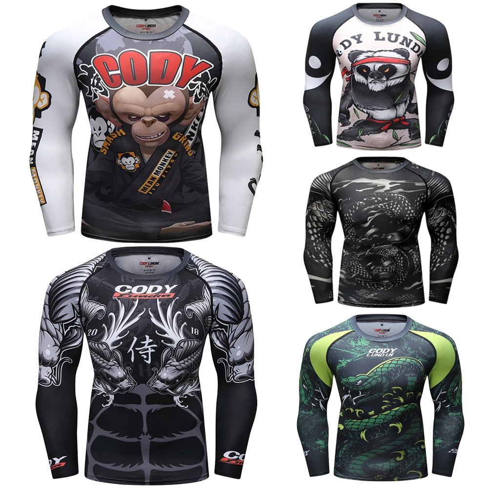 Майка MMA Rashguard для мужчин одежда бокса BJJ футболки джиу джитсу тигр Муай Тай