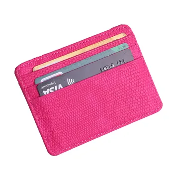

Slim Credit Card Holder Lichee Pattern Mini Wallet ID Case Purse Bag Female Leather Package Coin Purse Business Card Holder #14