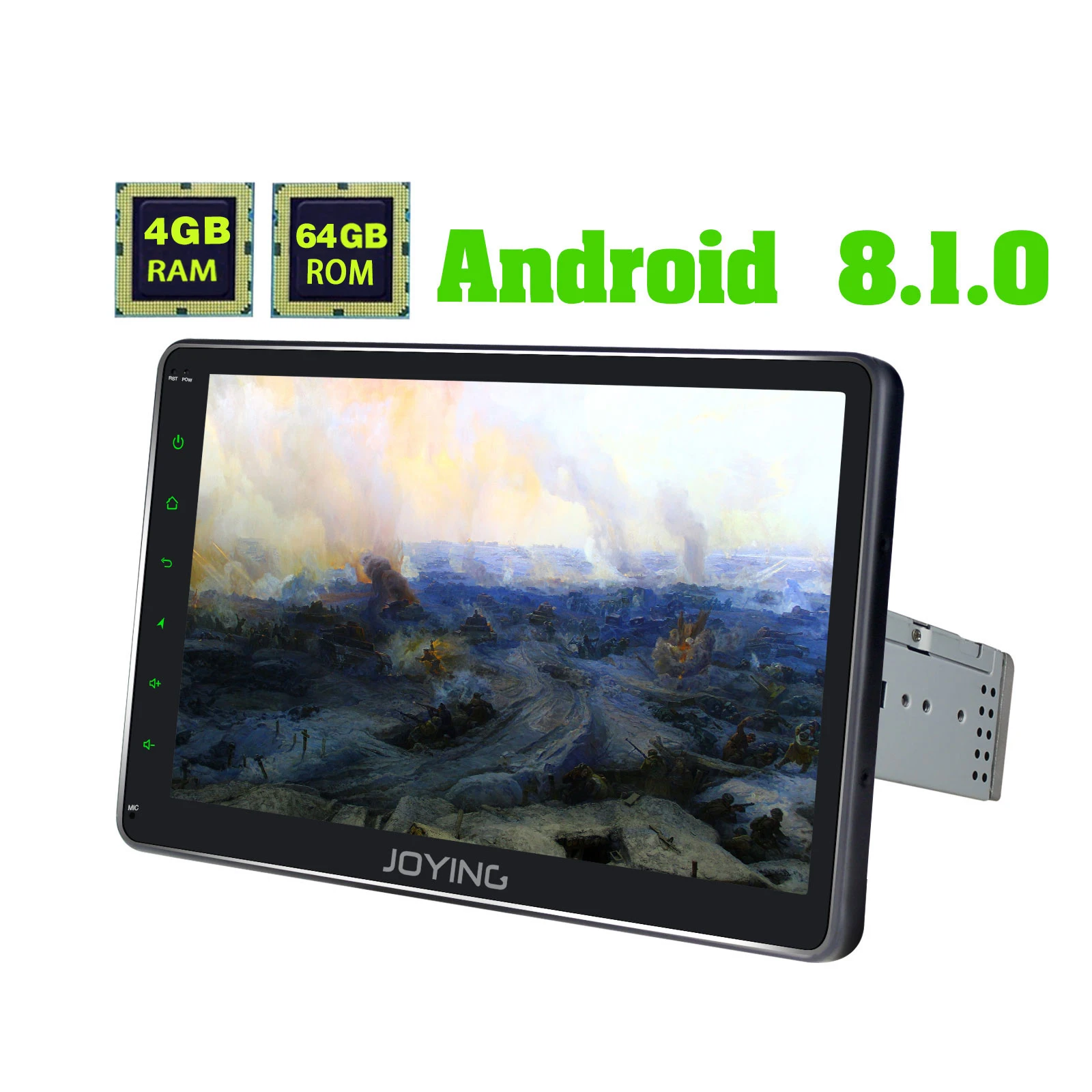 JOYING single din 10.1inch IPS universal car radio Android 8.1 Octa Core 4GB RAM 64GB ROM Support 4G 1280*720 GPS tape recoder