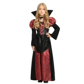 

black gothic anime vampire dress costume for kids Costumes Halloween carnival costumes for children Party Cosplay girls witch