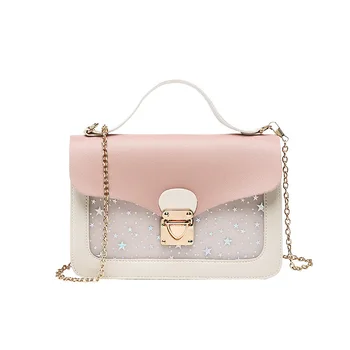 

Korean version of the sequin star print shoulder mobile phone bag 2020 summer bag cover lock mobile phone small square bag