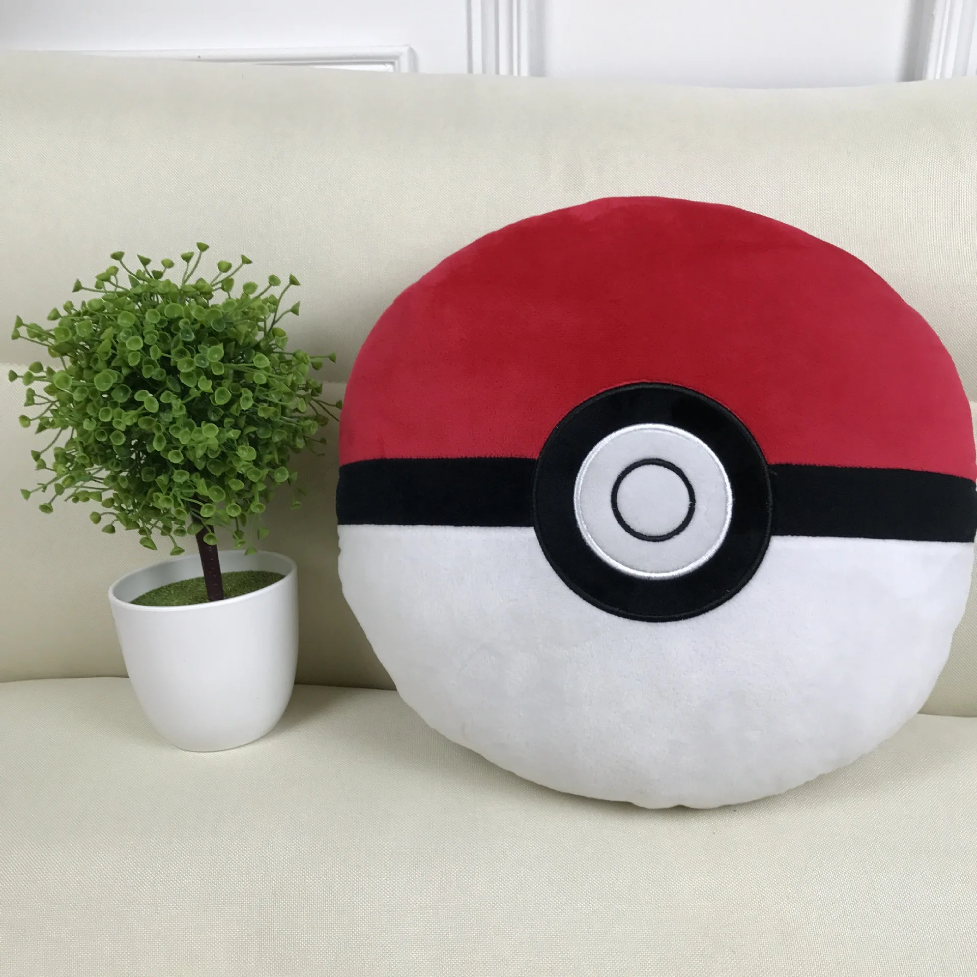 35 см Pika плюшевая подушка pokemones фигурка pokeball задняя Подушка плюшевая мягкая подушка для детей подарок - Цвет: Красный
