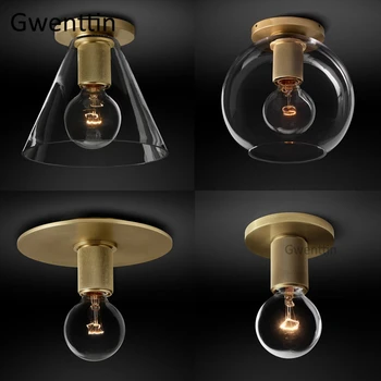 

Modern Glass Copper Ceiling Lights Nordic Led Ceiling Lamp for Living Room Loft Industrial Home Decor Luminaire Light Fixtures