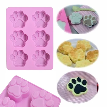 

1pcs Paw Print Soap Ice Cream Chocolate Cake Plaster Silicone Mold Fun Maker NEW