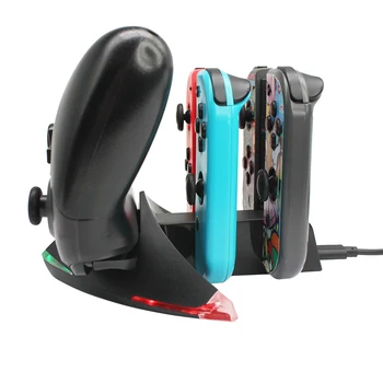 

5 in 1 Controller Charging Dock Stand for Nintend Switch NS Pro & 4 Joy con Charger Charging Station with LED Indicators