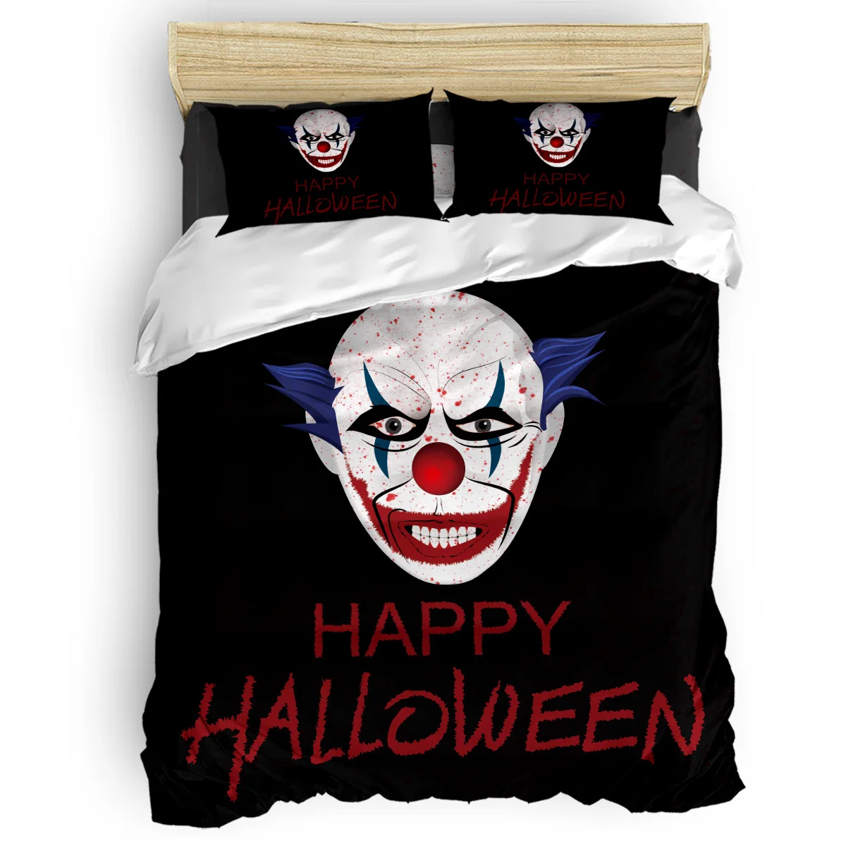 

Scary Clown Halloween Style Duvet Cover Set Vintage Floral Art Design Collection of 3/4pcs Bedding Set Bed Sheet Pillowcases