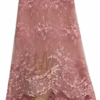 

Royal pink african lace fabric 2019 high quality lace french mesh fabric with 3 d flower nigerian swiss lace fabrics for dress