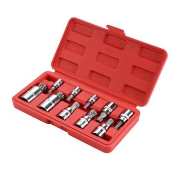 

10pcs/set XZN Socket Square Drive 12-point Bit Ratchet Wrench Handheld Tool Kit 4-18mm Anti-corrosion Automotive Equipment