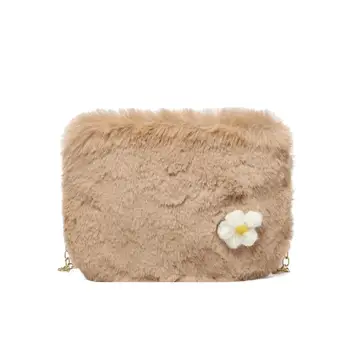 

Women Bag Handbag Messenger Casual Flower Chain Shoulder Bags Fashion Plush Zipper Cute Plush Simple Wild Personality Casual H1