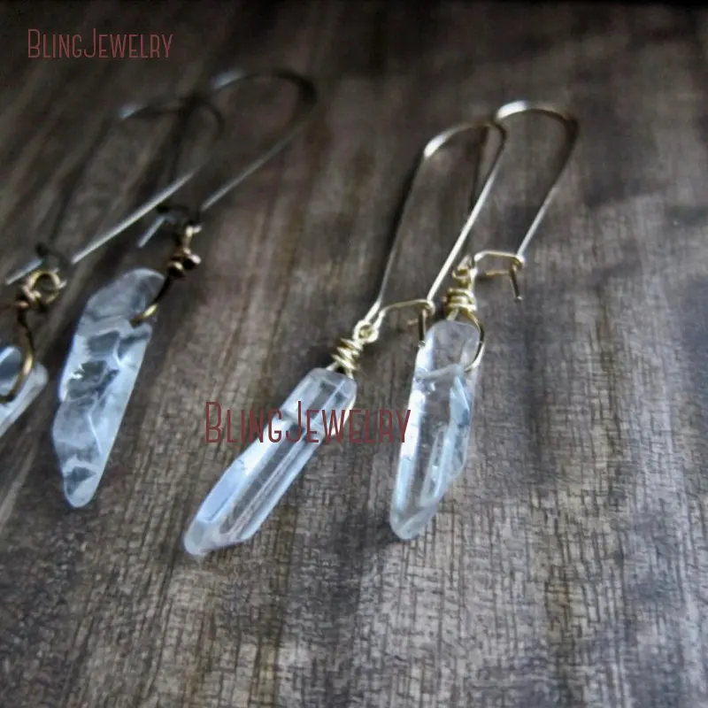 Хрустальные висячие серьги необработанные серьги из кварца Boho Кристальные серьги метафизическая бижутерия ER27814