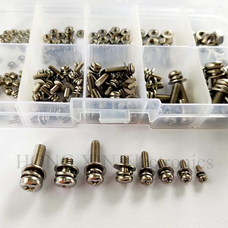 160Pcs/Set Stainless Steel SS304 Screws Round Head Screws Nuts Bolts Assortment Kit M2 M2.5 M3 M4 M5