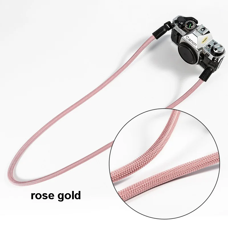Новая прочная нейлоновая веревка для камеры, альпинистская камера, плечевой шейный ремень, ремень для Canon SLR Fujifilm, мгновенная камера s, аксессуары - Цвет: rose gold