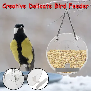 

Bird Feeder Hanging for Garden Yard Decoration Hexagon Shaped With Roof Hanging Adsorption House Type Bird Window Feeder new