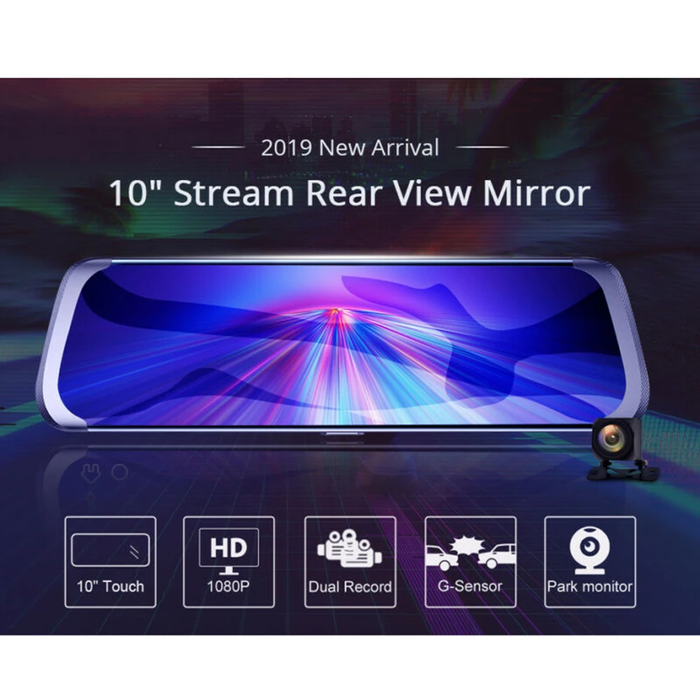 10 двойной объектив Full HD 1080P Dash Cam автомобильная парковка в режиме реального времени дисплей вид парковки
