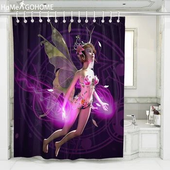 

Butterfly Girl Anime Shower Curtains 3D Waterproof Fabric Curtain for Bathroom Shower Bath Decoration Curtain Boho cortina ducha