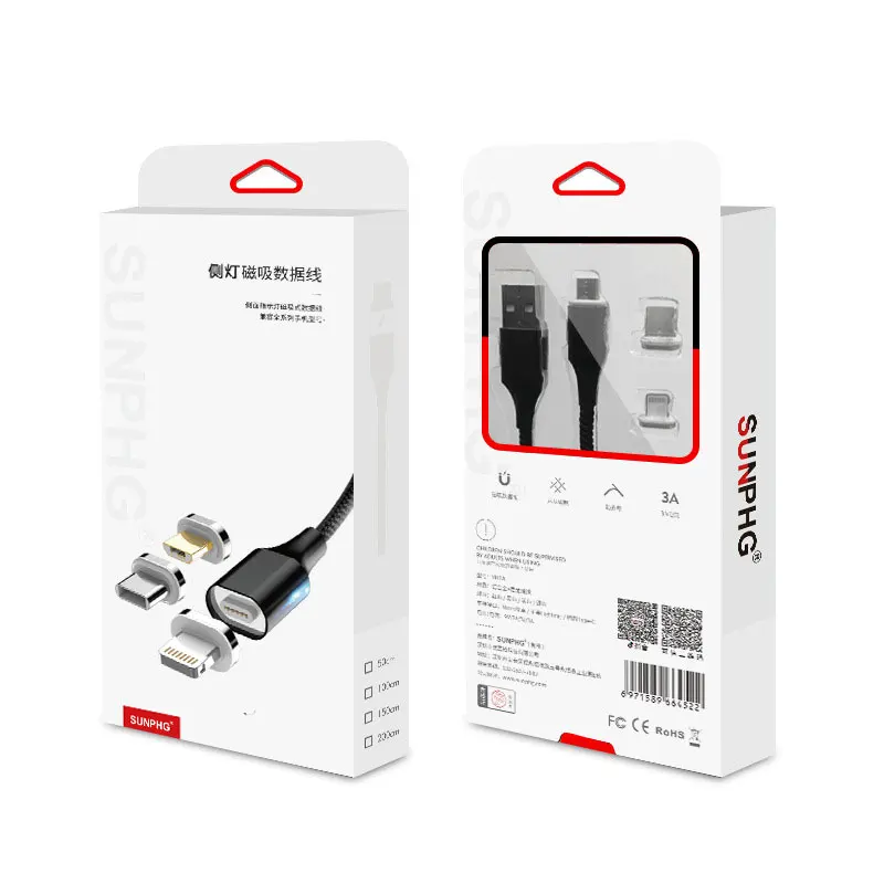 Кабель usb type-c Магнитный светодиодный свет 2M 3A type C кабели для зарядного устройства usb для Xiaomi Mi9 Mi8 Huawai Glory samsung OPPO VIVO оборудование