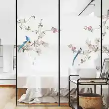 Стеклянная Наклейка Окно китайский стиль Цветок Птица Туалет раздвижная дверь Туалет Прозрачный Непрозрачный затенение матовая пленка