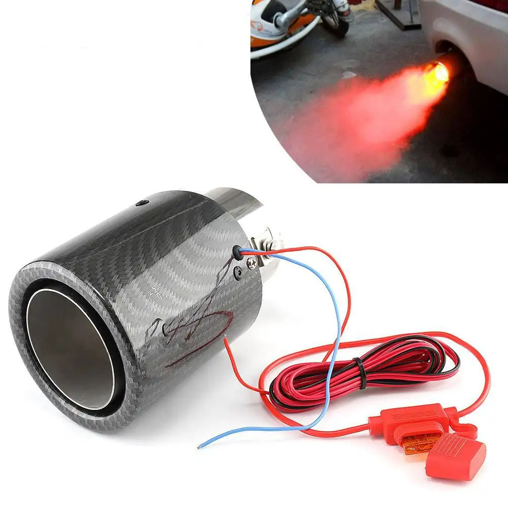 Универсальный 63 мм на входе из углеродного волокна цвет автомобиля Глушитель Трубы наконечник красный синий светодиодный светильник высокая термостойкость
