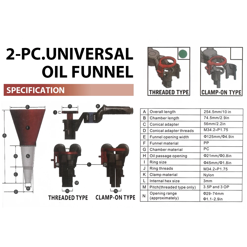 2 шт. автомобильная универсальная Воронка для масла пластмассовая система двигателя резьбовой тип регулируемый для bmw ford VW Mazda jetta Toyota peugeot volvo