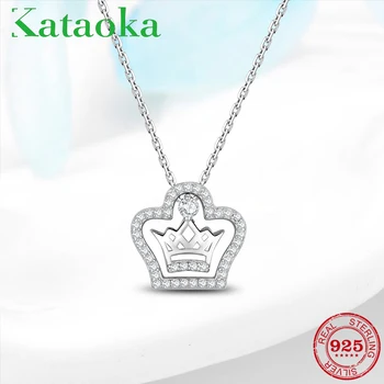 

Genuine 925 Sterling Silver Beautiful Queen crown Pendant Real 925 Sterling Silver Necklaces for Women Birthday Gift
